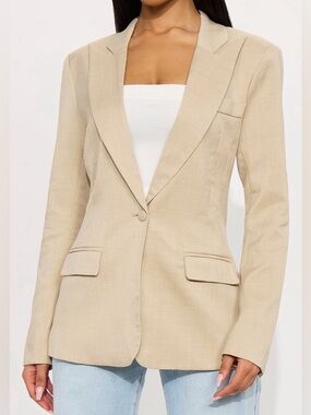 NWT Beige Single-Button Blazer